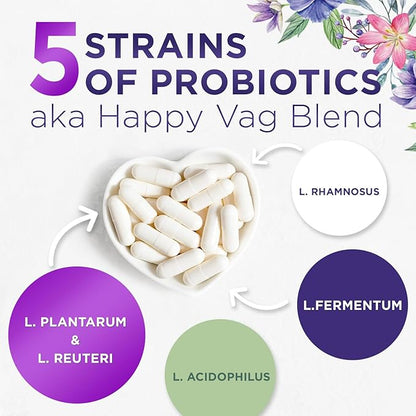 Probiotics for Women 50 Billion CFU - Digestive Health, Vaginal pH & Immune Support, Prebiotics & Cranberry, Gut Health & Urinary Support, 5 Strains, Shelf Stable Women's Probiotic - 60 Capsules