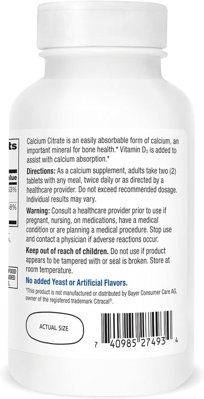 21st Century Calcium Citrate Plus D Maximum Caplets, 120 Count (27493)