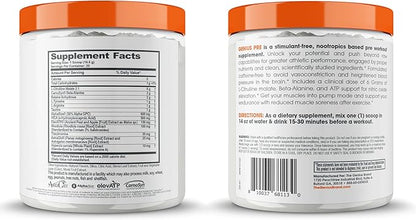 Genius Pre Caffeine-Free Pre Workout Boosted Energy, Focus, Performance Nootropic Formula AlphaSize, Citrulline Malate, CarnoSyn Beta Alanine Endurance, Stamina, Recovery, 20 Servings - Sour Cherry