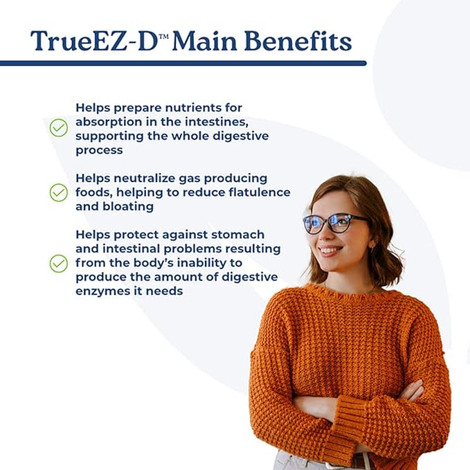 NatureCity True-EZ-D Non-GMO Digestive Enzyme Complex Supplement for Digestive Health and Bloating Relief for Men and Women (90 Veggie Capsules) Super Enzymes