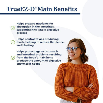 NatureCity True-EZ-D Non-GMO Digestive Enzyme Complex Supplement for Digestive Health and Bloating Relief for Men and Women (90 Veggie Capsules) Super Enzymes