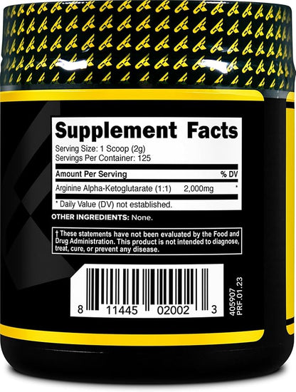 PrimaForce AAKG Arginine Powder, 250 grams (L-Arginine and Alpha-Ketoglutarate Acid) Premium Workout Supplement, Non-GMO, Vegan, Gluten Free