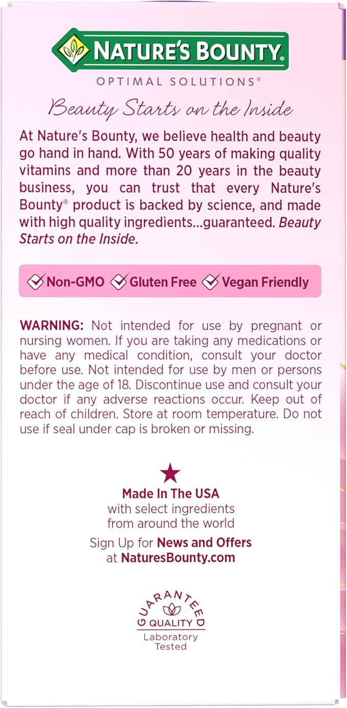 Nature's Bounty Optimal Solutions Advanced Menopause Relief for Menopause Support, Menopause Vitamins for Women, No Added Hormones, Drug-Free, 30 Tablets, 30 Total Servings
