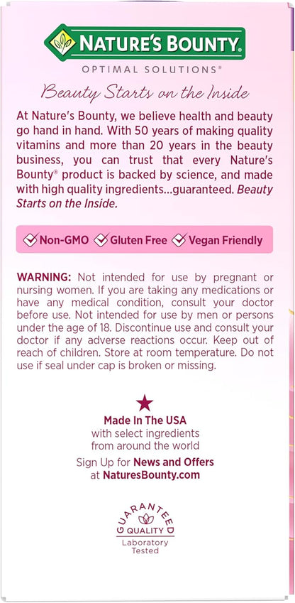 Nature's Bounty Optimal Solutions Advanced Menopause Relief for Menopause Support, Menopause Vitamins for Women, No Added Hormones, Drug-Free, 30 Tablets, 30 Total Servings