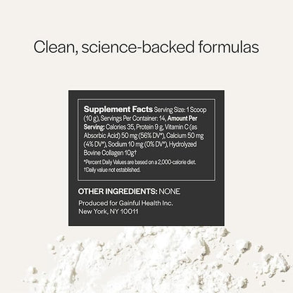 Gainful Performance Boost Collagen Peptides Powder with Vitamin C, Skin, Immune & Joint Support, Grass Fed Bovine Collagen, Unflavored, 14 Servings
