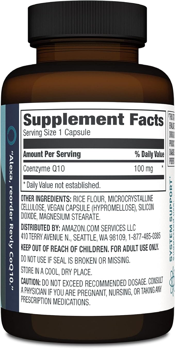 Amazon Brand - Revly Vegan CoQ10 100 mg - Normal Energy Production, Supports Cardiovascular Health, 2 Month Supply (60 Capsules) (Pack of 2)