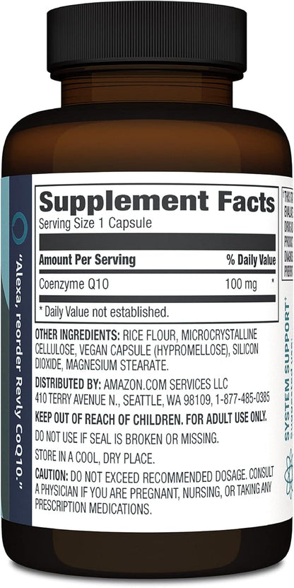 Amazon Brand - Revly Vegan CoQ10 100 mg - Normal Energy Production, Supports Cardiovascular Health, 2 Month Supply (60 Capsules) (Pack of 2)