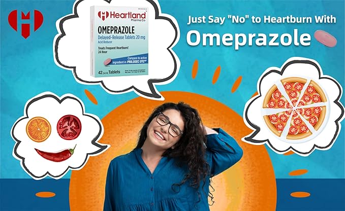 | Omeprazole 20mg | Heartburn Relief Medicine | Delayed Release Acid Reducer Tablet | Antacid Tablets for Acid Reflux | 42 Count | 2-Pack
