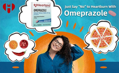 | Omeprazole 20mg | Heartburn Relief Medicine | Delayed Release Acid Reducer Tablet | Antacid Tablets for Acid Reflux | 42 Count | 2-Pack