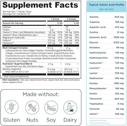 Ancient Nutrition Advanced Multi Collagen Protein Powder Hydrate, Mixed Berry, 30 Servings