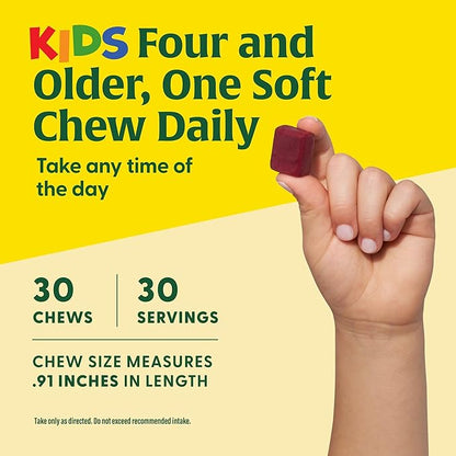 MegaFood Kids One Daily Multivitamin Soft Chews - Kids Vitamins with Vitamin B, Vitamin C, Vitamin D & Vitamin E - Age 4+, Vegetarian, Made Without 9 Food Allergens - Grape Flavor - 30 Chews (2 Pack)