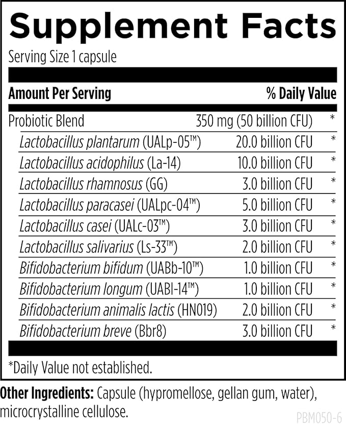 Designs for Health ProbioMed 50 - Probiotics for Digestive Health - 10 Strains with Lactobacillus acidophilus Probiotic + Lactobacillus rhamnosus - Gut Health + Immune Support Supplement (30 Caps)