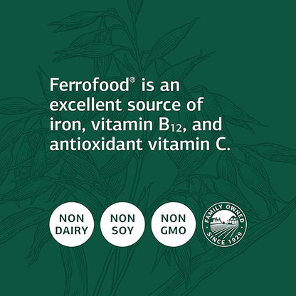 Standard Process Inc. Ferrofood - Whole Food Antioxidant, Healthy Blood and Hemoglobin with Cyanocobalamin, Acerola, Shiitake, Rice Bran, Organic Carrot, Alfalfa, Spanish Moss - 40 Capsules