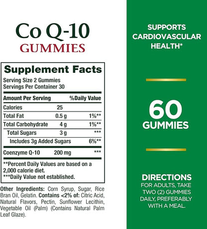 Nature's Bounty CoQ10 Gummies, Supports Heart Health, CoQ10 200mg, Peach Mango Flavor, 60 Count