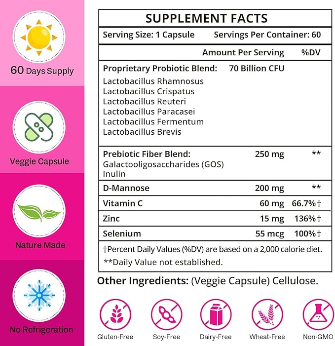 Vaginal Probiotics, 70 Billion CFU Probiotics for Women, 13-in-1 Womens Probiotic & Organic Prebiotics for Vaginal, Urinary, pH Balance, Immune, Gut & Digestive, Bloating Health - 4 Months Supply