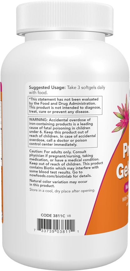 NOW Supplements, Prenatal Gels + DHA with 250 mg DHA per serving, plus Borage Oil (GLA), 180 Softgels