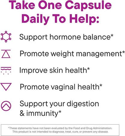 Daily Nouri Hormone Balance Probiotic for Women | Capsules for PCOS, Vaginal pH, Yeast Balance, Skin Health, Digestion & Immunity | 7 Probiotic Strains & Vegan Ahiflower Omega Oil | 30-Day Supply