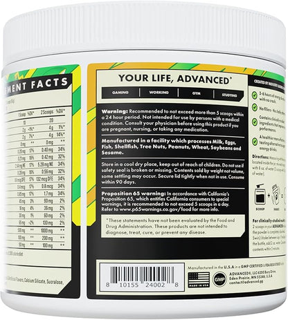 Advanced Energy - Energy Brmula with Electrolytes for Hydration oosting Fo- L-Theanine to Combat Jitters - Sugar Free & Keto Friendly - No Maltodextrin (40 Servings) (Calamansi)