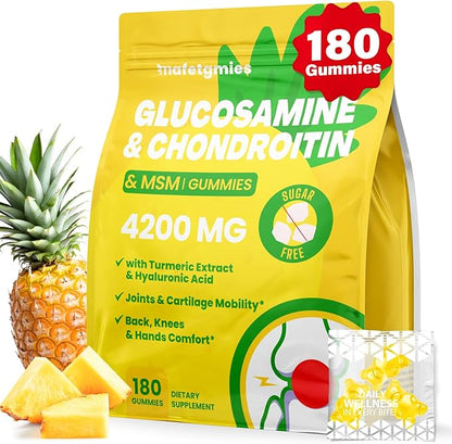Glucosamine Chondroitin Gummies, 4200mg Extra Strength Joint Supplements Glucosamine Chondroitin with MSM & Elderberry for Joint Health, Flexibility, Immune Support for Adults, Men & Women, 180 Count