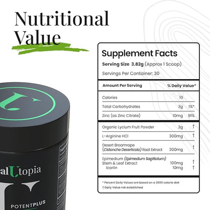 Maximum Men's Stamina, Endurance & Energy Booster with Organic Goji Berry, Cistanche Extract, Horny Goat Weed, Zinc, and L-Arginine | Non-GMO, Plant-Based, Made in USA | 30 Servings