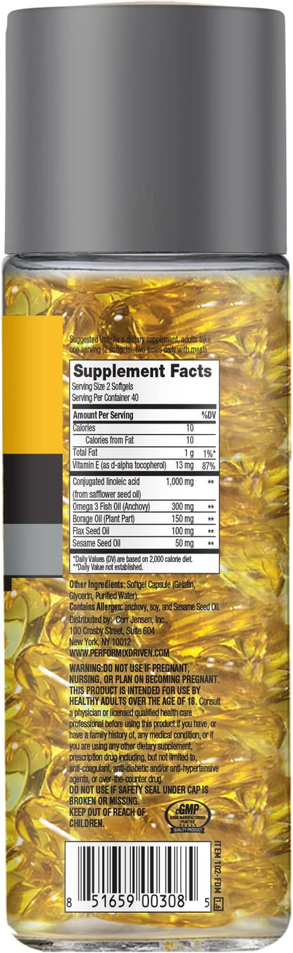 Ab Cuts CLA Belly Fat Formula - 80 Easy-to-Swallow Softgels - Omega 3 Fish Oil, Flaxseed Oil and Vitamin E - Helps Increase Antioxidant Supply and Healthy Body Composition