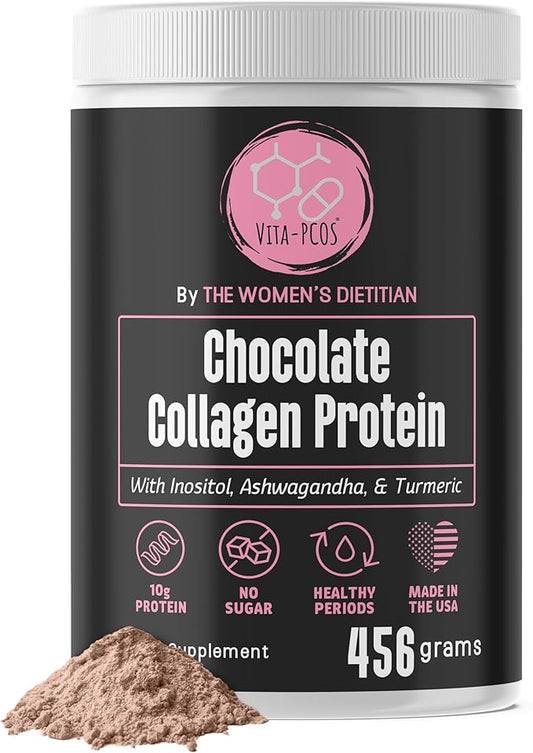 VITA-PCOS Collagen Protein for Women PCOS Supplement w/Poly CS Supplements Vitamins | w/Inositol, Ashwagandha & Turmeric | Hormonal Wellness for PCOS (Chocolate)