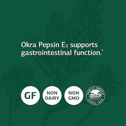 Standard Process Inc. Okra Pepsin E3 - Whole Food Digestion and Digestive Health, Cholesterol, Bowel Cleanse with Pepsin, Alfalfa, Spanish Moss, Buckwheat and Okra - Gluten Free - 150 Capsules