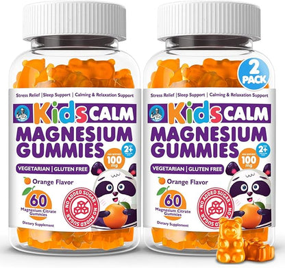 DR. MORITZ Sugar-Free Calm Magnesium Gummies for Kids and Adults - Non-GMO Magnesium Citrate Gummies - Orange Flavor - 2-Pack (120 Count)
