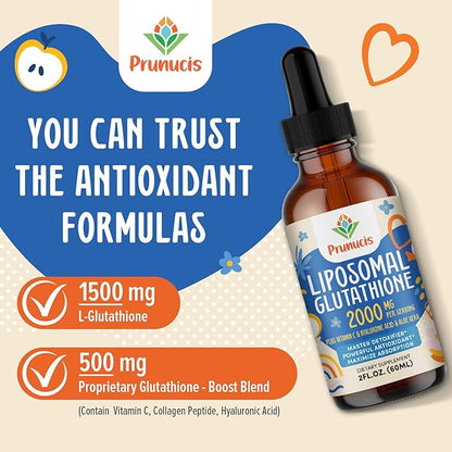 2000MG Liposomal Glutathione Liquid, 98% Absorption, Glutathione Liquid Supplement, Active Form L- Glutathione, Powerful Antioxidant Complex for Immune System, Aging Defense, Detox, 4 FL.OZ