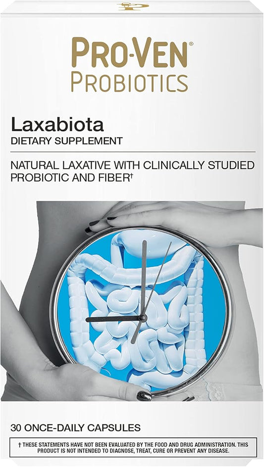 Laxabiota Daily Probiotic with Natural Laxative & Fiber | 12.5 Billion CFUs | Contains Sennosides for Constipation | Vegetarian & Gluten Free