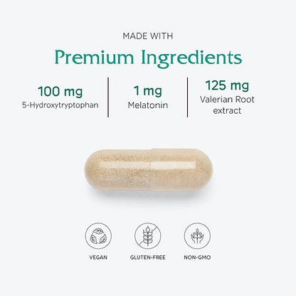 Vitanica Sleepblend, Non Habit Forming Sleep Support Supplement, with Melatonin, Valerian Root, Passionflower and Hops, Vegan, 60 Capsules
