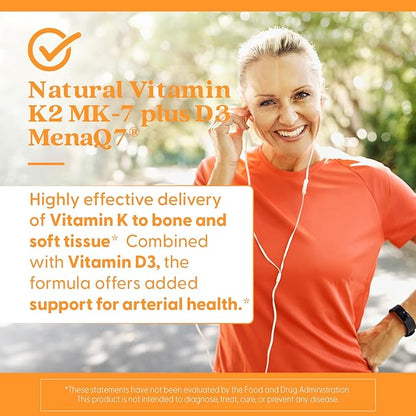 Doctor's Best Natural Vitamin K2 MK-7 Plus D3, Supports Tissue, Artery, & Bone Health, Non-GMO, Gluten Free, Soy Free, Vegetarian 60 Veggie Caps