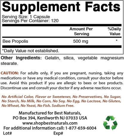 Best Naturals Bee Propolis 500 mg 120 Capsules (120 Count (Pack of 3))