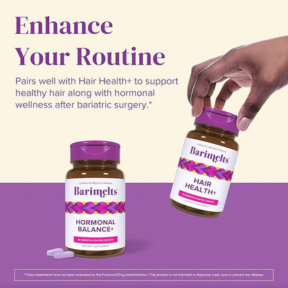 BariMelts Hormonal Balance+ for GLP-1 Users and Bariatric Patients - DIM, NAC & Chasteberry Supports Hormone Balance for Women - 60 Smooth-Coated Caplets (1-Month Supply)