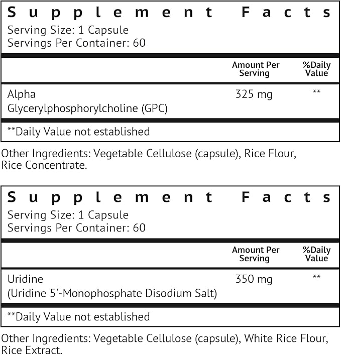 VitaMonk Alpha GPC and Uridine Stack - Mr Happy Stack - Uridine Monophosphate with No Artificial Fillers - Bioavailable Choline Supplements Promote Cognition, Focus, Mental Clarity