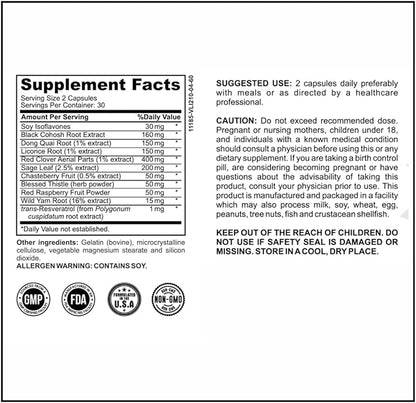 Hormone Balance for Women, Women's Support, Menopause & PMS Support, with Black Cohosh, Vitex Berry & Dong Quai - 30 Serves