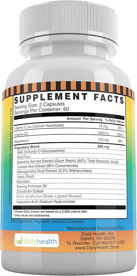 Flexprotex D Joint Muscle Bone Support Supplement Turmeric Glucosamine Chondroitin Ashwaghanda Bromelain Yucca 12 btl 1,440 Capsules