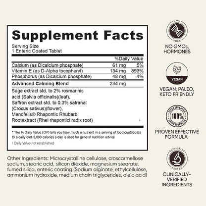 BB Company CalmAgain for Menopause Anxiousness, Mood Balance for Women | Stay Calm, Lower Cortisol, Fewer Mood Swings | Siberian Rhubarb, Sage, Saffron | Menopause Relief | 30 Ct