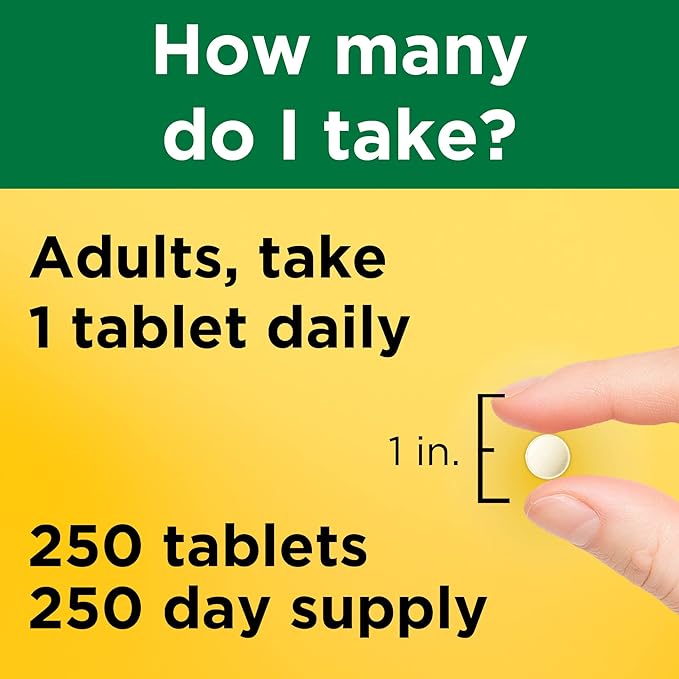Nature Made Folic Acid 400 mcg (665 mcg DFE), Dietary Supplement for Nervous System Function, 250 Tablets, 250 Day Supply