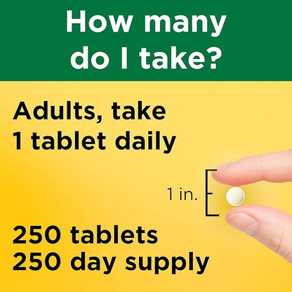 Nature Made Folic Acid 400 mcg (665 mcg DFE), Dietary Supplement for Nervous System Function, 250 Tablets, 250 Day Supply