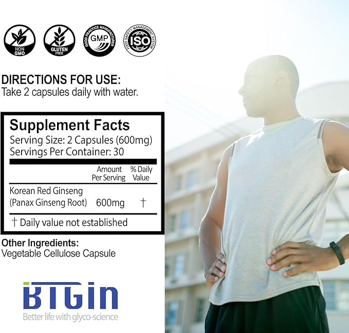 Korean Red Ginseng Capsules, Natural Energy Supplements The Root Original Enriched with Pure Ginsenosides Rg3 Premium Ginseng Supplement