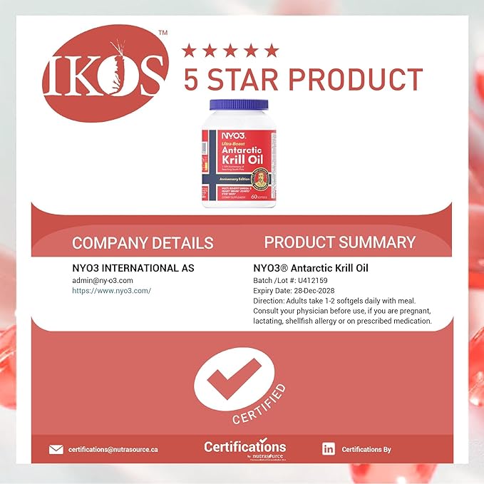 Krill Oil Omega 3 Supplement 1000mg 60 Softgels EPA & DHA, Pure Antarctic Krill Oil with Astaxanthin and 56% Phospholipids Third Party Tested