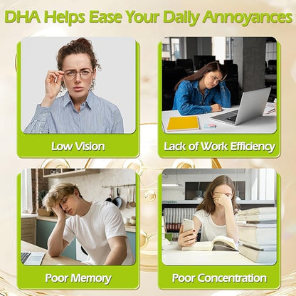 Algae DHA - 600 mg Omega-3 DHA Softgels, with Phosphatidylserine & Walnut Oil, Supports Healthy Brain Function, Vision, Eye & Memory, Gluten Free, Non-GMO Vegan Algae Oil, 90 Softgels