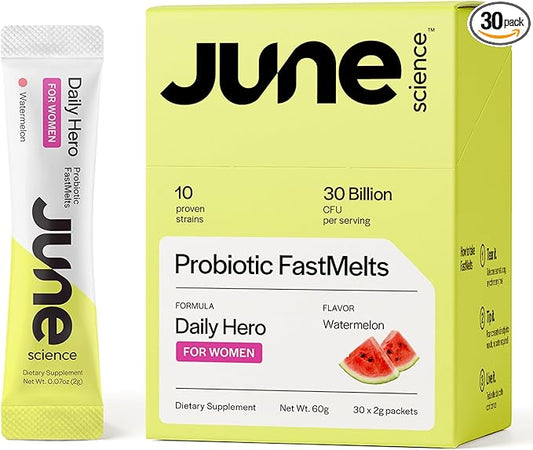 Daily Hero for Women | Fast Melt Pre + Probiotic for Women (30 Pack, Watermelon)