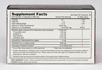 Dr. Ohhira's Propolis Plus 60 Capsules with Brazilian Green Propolis, Probiotic Extract and Astaxanthin