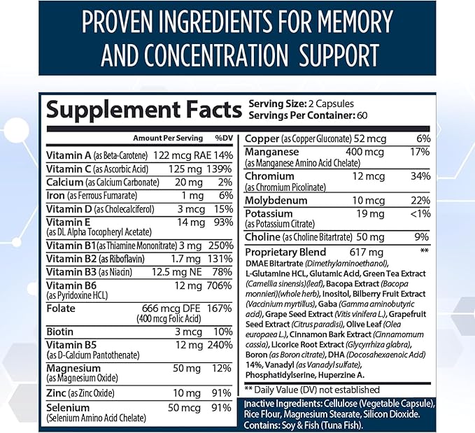healblend Neuro Plus Brain & Focus Formula - Brain Booster Supplement, Supports Mental Clarity & Focus - Enhances Concentration & Mental Energy – 120 Capsules (2 Pack)