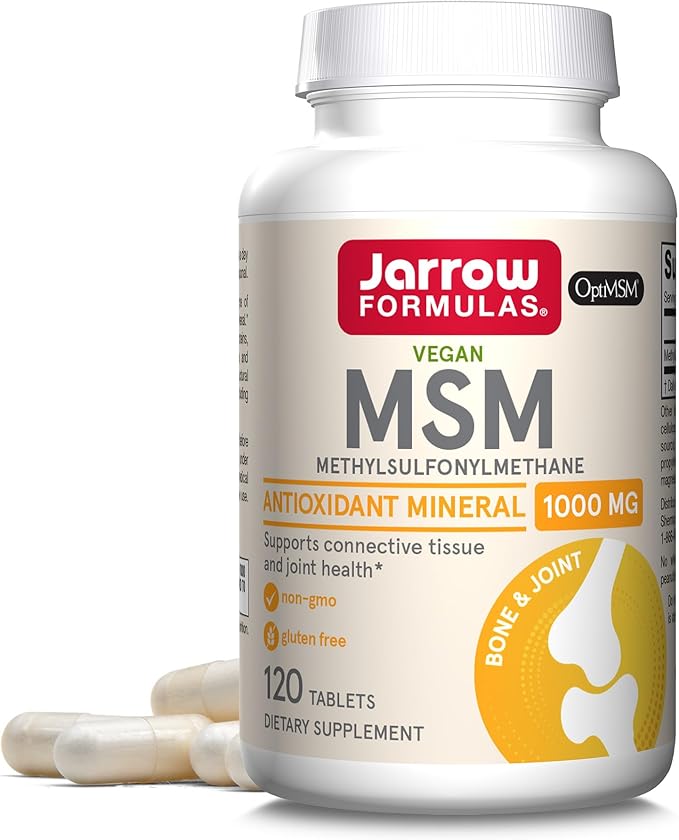 Jarrow Formulas® MSM Tablets, 1,000 mg, Methylsulfonylmethane, Joint Health Support, 120 Tablets , Up To 120 Servings