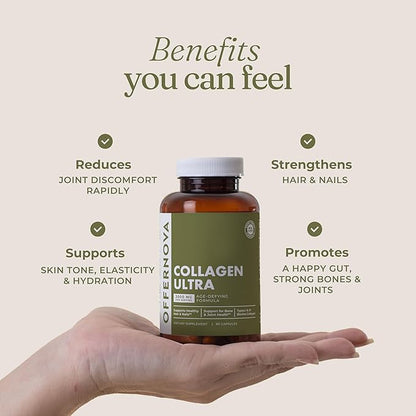 Collagen Ultra Hydrolyzed Collagen Supplements - 3000mg Anti Aging Bovine Collagen Peptides for Healthy Joints, Bones, Hair and Skin. Pastilla de Colageno Hidrolizado, 90 Capsules