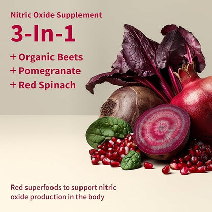 Snap Supplements USDA Organic Beet Root Powder, 3-in-1 Nitric Oxide Supplement, Support Healthy Blood Pressure and Blood Circulation, 250g (30 Servings (Pack of 1), Mixed Berry)