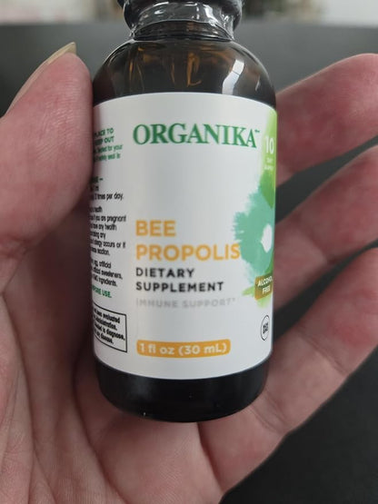 Organika Bee Propolis Tincture 30 ml: Vegan Propolis Extract - Throat and Breathing - Free of Gluten, GMO, & Artificial Flavors - 10 Day Prop Drops Supply